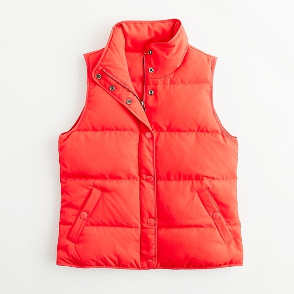 J. Crew Factory Puffer Vest in Bright Red/Orange